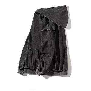 Sudadera con capucha de algodón puro 260gm Vintage Loose-Fit Washing Distressed Cross-Border E-Commerce Versión en blanco Ligero - Product Image 2