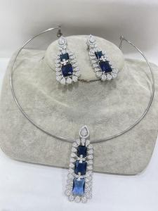 Ensemble de bijoux en pierre de luxe tour de cou et boucles d'oreilles en argent avec pierres précieuses rouges bijoux de fête pour femmes - Product Image 3