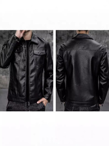 Chaqueta de Motociclista Acolchada para Hombre, Otoño Invierno, Nueva, Estilo Coreano, Ajustada, de Cuero PU, Informal, con Estilo Masculino - Product Image 5