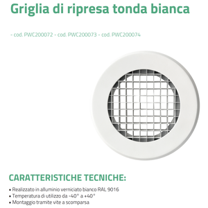 Grilles d'admission d'air rondes blanches Tecnosystemi pour climatiseur - Product Image 3