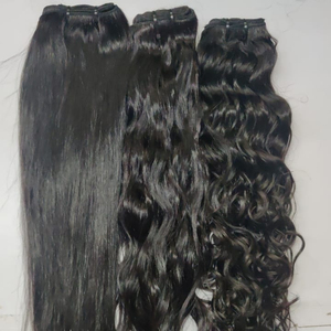 Extensión de cabello natural alineada con cutícula virgen Paquete de cabello humano indio sin procesar con estilo de onda natural - Product Image 1