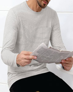 Logo personnalisé 100% coton T-shirt lourd pour hommes respirant coupe ajustée manches longues anti-rides col rond Streetwear confort - Product Image 2