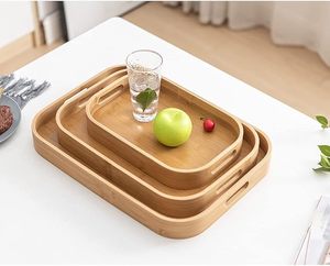 Ensemble de 3 plateaux de service en bambou avec poignées - Product Image 1