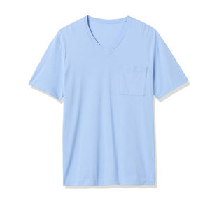 Men's <b>Light</b> Blue V Neck Pocket T Shirt Casual Soft Cotton Summer Basic Short Sleeve Tee - Product Image 1