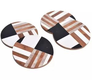 Posavasos de madera decorativos elegantes hechos a mano, posavasos naturales rústicos para mesa de comedor, café, té, hogar, cocina, posavasos para bebidas - Product Image 5