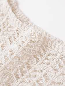 สเวตเตอร์ถักสำหรับผู้หญิง, เสื้อถักลูกไม้แขนยาวแบบสวมหัวกลวงออกลำลองน้ำหนักเบา - Product Image 3