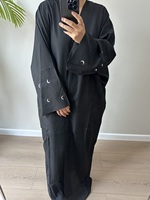 Abaya en coton pour femmes, manches longues, couleur unie, robe maxi, col en V, coupe ample, tenue quotidienne, respirante, style Moyen-Orient