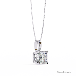 1,8 Ct Princess Cut Lab Grown Diamond Prong Set Colgante solitario/CVD Diamond White Gold Pendant/Regalo de aniversario para ella - Product Image 2
