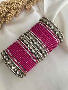 Faible MOQ, ensembles de bracelets Churi pour femmes, style élégant, fabrication artisanale indienne, plaqué argent, perles tendance, géométrique haut de gamme, mariage - Product Image 4