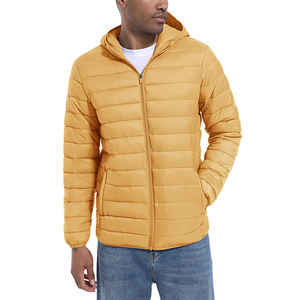 Veste matelassée légère en polyester et nylon pour homme Séchage rapide imperméable à l'eau Coupe-vent à capuche isolé Porte-manteau en toile - Product Image 2