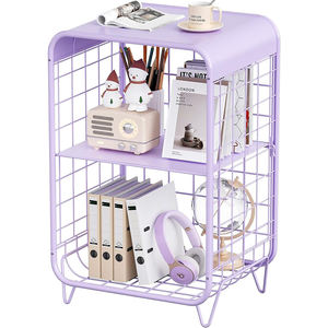 Table de chevet vintage en métal à 3 niveaux, jolie table de chevet avec rangement pour chambre à coucher, salon, dortoir, violet - Product Image 4