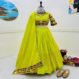 Último diseñador pesado algodón bordado espejo trabajo Lehenga Choli por FabZone - Product Image 2