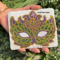 Mardi gras dompet Mini bermanik biji, kualitas tinggi dompet koin pendek wanita untuk wanita dompet manik-manik