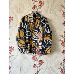 Vintage <b>Ladies</b> P-6 Kantha <b>Jacket</b> Reversible Quilted Blazer Custom Logo <b>Lightweight</b> Leather Boho Style for Spring Autumn XL - Product Image 1