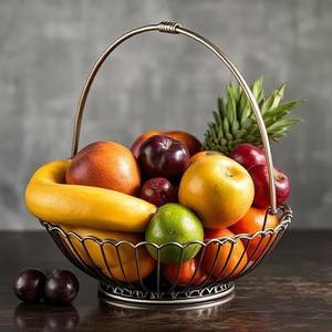 Metal Wire Fruit Basket with Handle <b>for</b> <b>Kitchen</b> Counter Organizer <b>Vegetables</b> Holder <b>for</b> Home Hotel Restaurant Table Display Use - Product Image 2