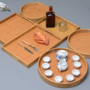 Plateau de service en bois avec poignée Plaque en bois massif rectangulaire par Crescent crafts - Product Image 2