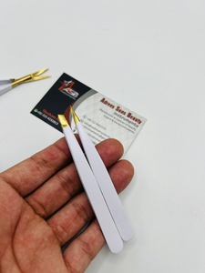 Pinset alis emas putih, Logo kustom baja berkelanjutan ujung runcing pinset alis dengan gunting pegas bulu mata - Product Image 2