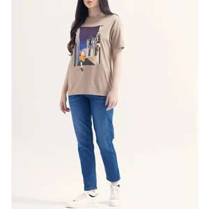 Camisetas de Cuello Redondo para Mujer, Cómodas, Casuales, de Manga Corta, Personalizadas, Estampadas, de Color Liso - Product Image 2