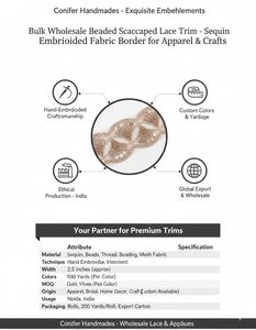 Borde de Encaje Zari Bordado a Medida con Cuentas y Lentejuelas para Ropa Étnica, Apto para Clientes de Boutique y Revendedores - Product Image 6