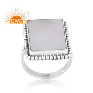 Anillo apilable de piedras preciosas de nácar Natural de Plata de Ley 925, joyería personalizada para mujer, regalo para ella - Product Image 1