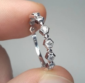 E Color Hexagonal Cut Lab Grown Diamonds <b>Ring</b> Beautiful 925 Sterling Silver Wedding <b>Ring</b> VVS Excellent Cut for <b>Men</b> Women - Product Image 3