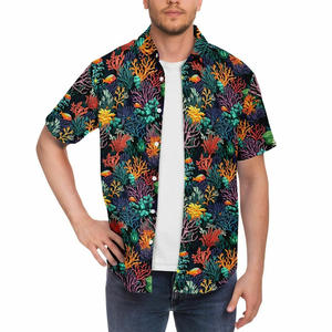 Camisas estampadas para hombre de diseño único con mangas cortas Logotipo personalizado Etiqueta de etiqueta bordada y embalaje de marca - Product Image 3