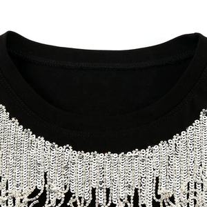 Camiseta de ajuste cuadrado de gran tamaño de alta calidad para hombres Diseño de diamantes de imitación personalizado Peso pesado 100 por ciento Estilo recortado de algodón - Product Image 3