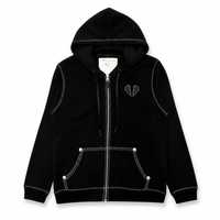 Sweat-shirt à capuche zippé en maille de coton mélangé, style rétro Y2K, motif cœur, broderie de marque, mode urbaine, pour le printemps