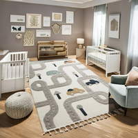 Tapis en polyester fabriqués à la machine Goldenmoon - Design Kilim, poils courts, épais, avec support en latex rembourré, antimicrobien, lavable, résistant aux taches