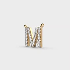 18K Gold Plated 925 Sterling <b>Silver</b> Moissanite Letter M <b>Pendant</b> VVS D Color <b>Initial</b> Necklace Luxury Hip Hop Alphabet Jewelry - Product Image 2