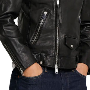 Vestes de moto en gros à fermeture éclair en cuir pour hommes Veste en cuir pour hommes motard Zips avant personnalisés - Product Image 6