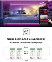 C100Z 4 Zone MESH Remote GroupSync Tuya Smart Zigbee Mini 12/24V Controlador Cambio de color Decoración RGBWC Control Led