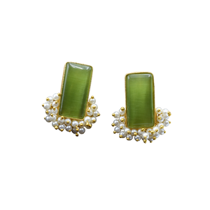 Boucles d'oreilles en laiton et pierre mate plaquée or Bijoux à la mode pour femmes et filles au prix de gros en Inde - Product Image 1