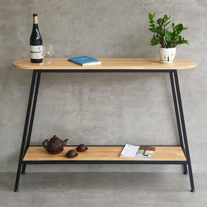 Minimally 120x30x85cm <b>Console</b> <b>Table</b> Rubber Wood Iron Legs Convertible for Entry Villa Living Room Hotel Bedroom School - Product Image 3