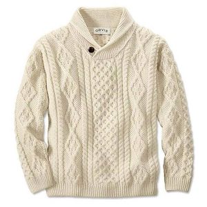 Pull à col châle pour homme en coton 100% tricoté uni avec logo frontal anti-froissement décontracté et confortable - Product Image 1