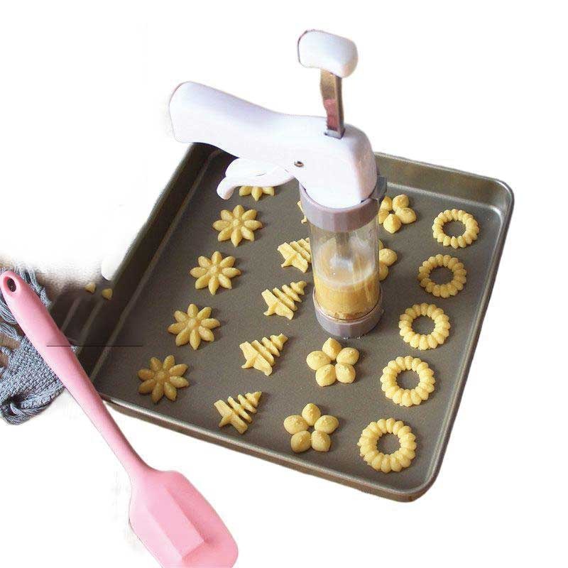 Pistolet à biscuits blanc + grand grattoir intégré (avec sac à biscuits