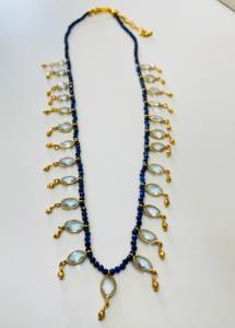 Collier en argent bohème fait main avec incrustation de réglage de lunette aigue-marine naturelle cadeau de fête pour femmes et enfants - Product Image 3