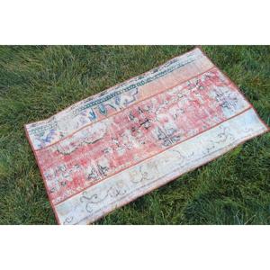 1.9x3.3 ft Rug, Vintage Rug, Turkish <b>Red</b> <b>Wool</b> Floral Rug - Product Image 3