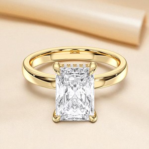 3.19 Carat E-F/VVS-VS Moissanite Radiant & Forme Ronde Diamant Prong Set Solitaire Bague de Fiançailles pour Femme en Argent - Product Image 2
