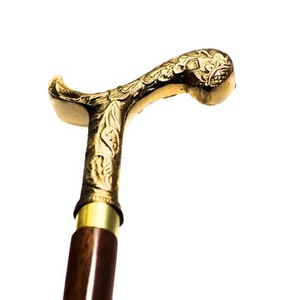 Bâton de marche en bois vintage fait à la main avec poignée décorative en laiton Canne en bois de créateur 36 "vieux hommes et femmes bâton de marche - Product Image 4