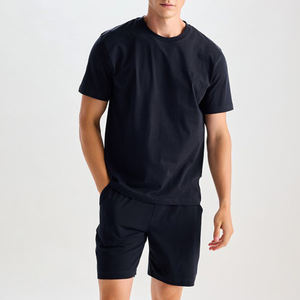 Nouveau été hommes court T-Shirt ensemble deux pièces double ensemble coton Polyester vêtements décontractés double ensemble pour hommes - Product Image 2