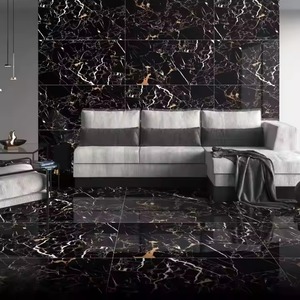 Usine de carreaux Portoro noir brillant 600x1200mm aspect marbre émaillé poli sol en porcelaine Premium - Product Image 1