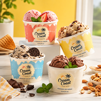 Gobelets à glace personnalisés AT PACK, 8oz 12oz 16oz, gobelets jetables pour gelato avec couvercles pour les glaciers, les cafés de desserts