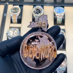 New Fine Jewelry <b>Pendants</b> & Charms <b>Crystal</b> Rhinestone Gold Plated Unisex Hip Hop Style Chain <b>Pendant</b> with Iced Customized Design - Product Image 2