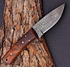 มีดตัดหนังด้ามจับหนังวัวออกแบบใหม่ตามต้องการทำจากเหล็กดามัสกัส - Product Image 5