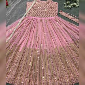 Tissu de robe Anarkali prêt à l'emploi de bonne qualité les plus vendus pour la dernière collection de robes du fabricant et exportateur indien - Product Image 3