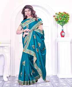 Vêtement de soirée indien Designer Saree Broderie Soie Saree avec chemisier Mesdames Porter Surat Sari Party Wear Vêtement de mariage - Product Image 3