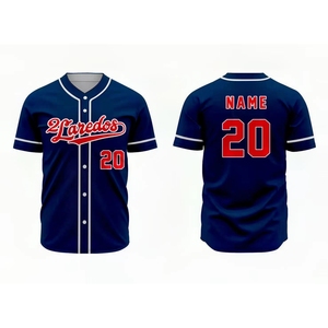 Maillot de baseball Knights pour homme, bleu rayé, sublimé, anti-humidité, manches courtes, uniforme adulte, col en V, boutons sur le devant - Product Image 2