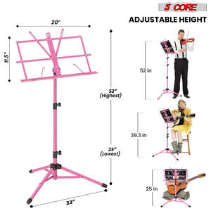 Soporte de Música Ajustable de 5 Niveles, 57 Pulgadas, Soporte de Escritorio para Partituras, Soporte de Libros Portátil Totalmente Metálico - Product Image 3