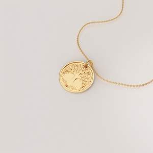 925 argent Sterling 18k or Vermeil arbre de vie pièce de monnaie collier arbre généalogique pendentif charme spirituel médaillon déclaration bijoux - Product Image 4